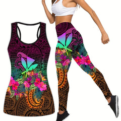 Hawaii Floral Print Tank Top & Leggings Set