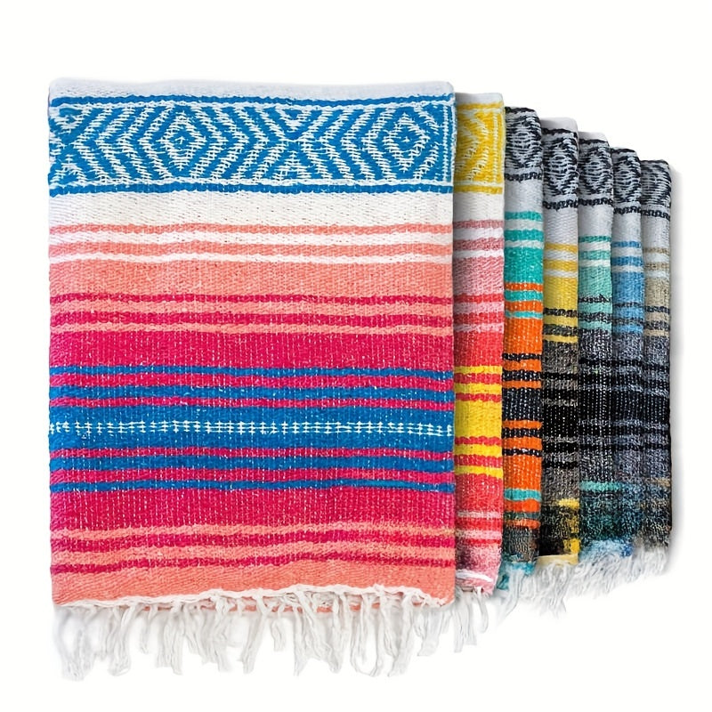 Handwoven Mexican Blanket for Yoga Picnic Camping Equestrian Saddle