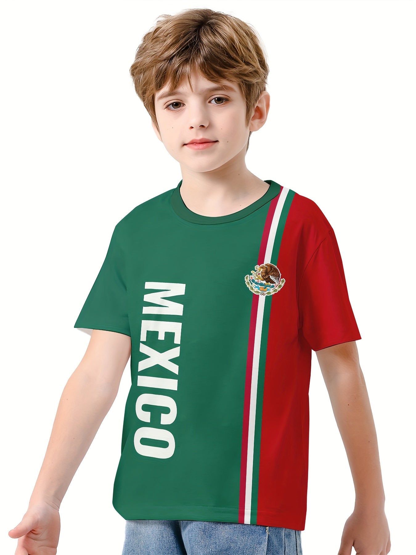 MEXICO 3D Print Boy's Casual Tees Kids Short Sleeve Crew Neck Comfy T shirt