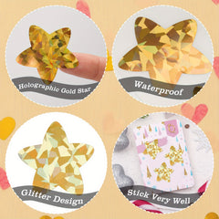 500pcs Holographic Golden Star Stickers Self-Adhesive Metallic Glitter Foil