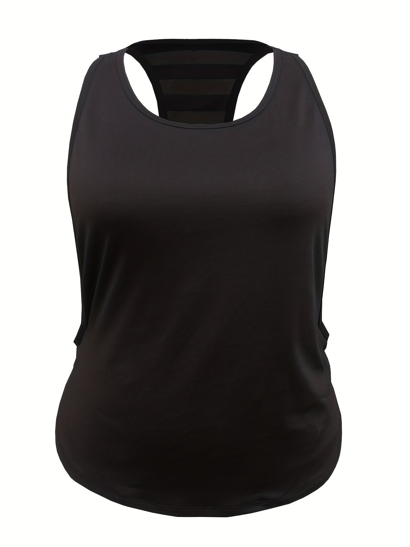 Mesh Contrast Tank Top Round Neck Stretchy