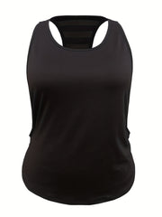 Mesh Contrast Tank Top Round Neck Stretchy