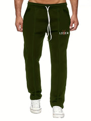 Red Letter V Pattern Men's Trousers Drawstring Sweatpants