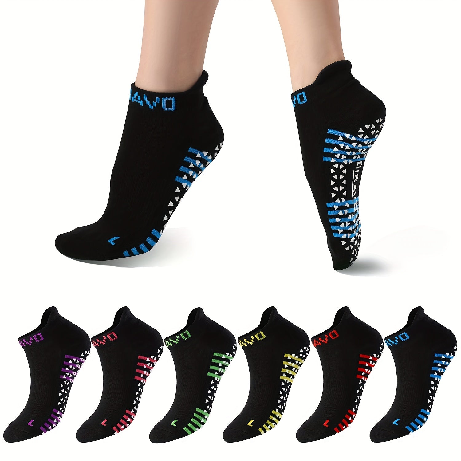 Letter Graphic Yoga Socks for Women, Non-slip Grips Ankle Socks