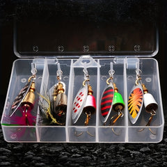 5pcs Fishing Spinner Bait Bionic Hard Bait Feathered Treble Hook