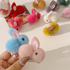 Girls Plush Rabbit Hair Clips Autumn Winter Decorative Accessory Holiday Gift