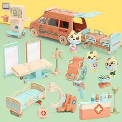 Cat Doctor Nursing Pet Toy Set - Educational DIY Puzzle Hospital & Ambulance Toy