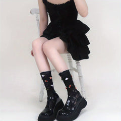 Floral Decor Curling Socks Women's Stockings