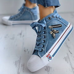 Women's Skull Zipper High Top Sneakers