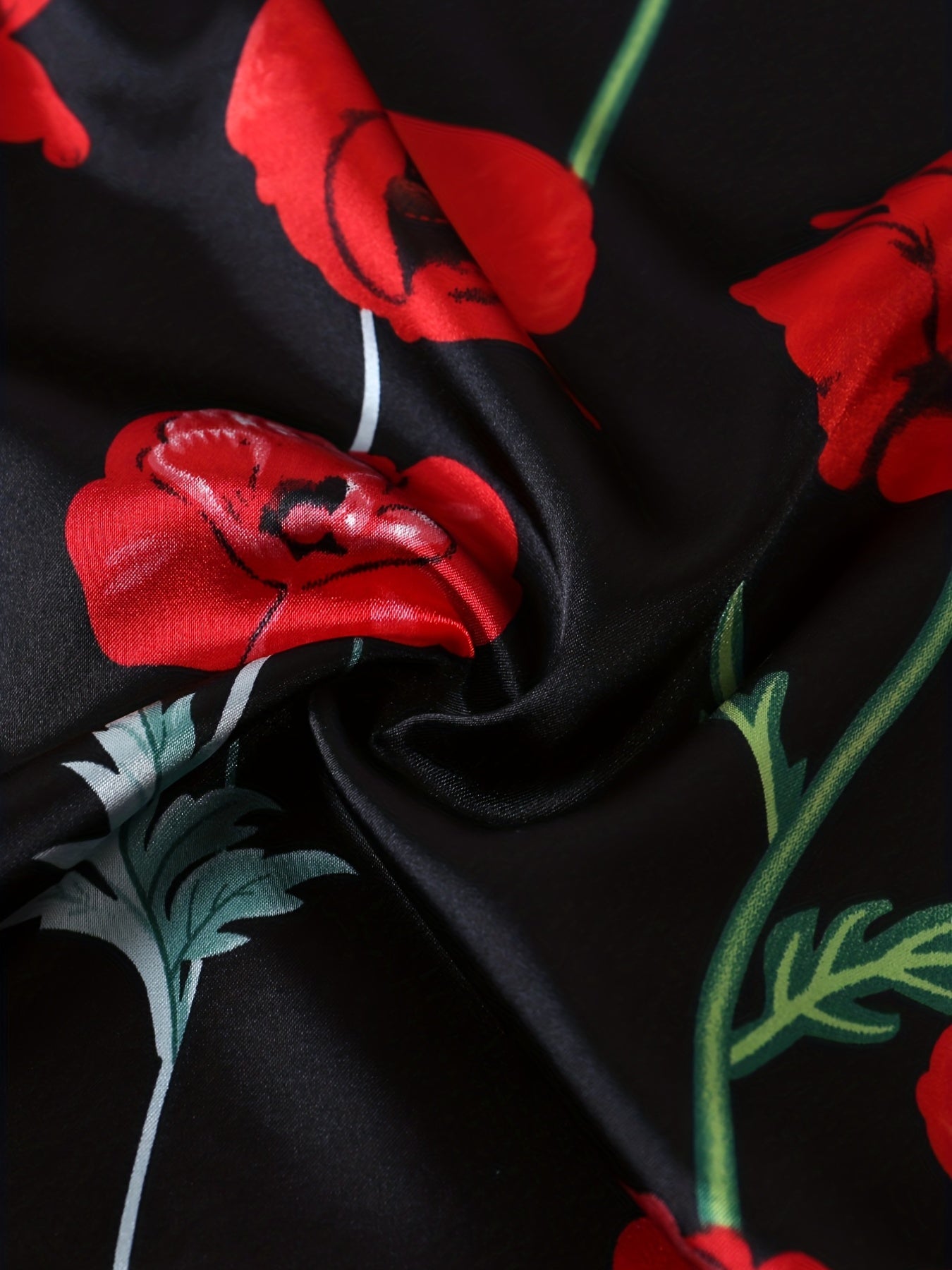 Satin Floral Print Nightdress Cooling Comfort Short Sleeve Nightshirts