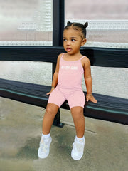 Girls Letter Graphic Cami Romper Casual Sports Jumpsuit Kids Summer Clothes