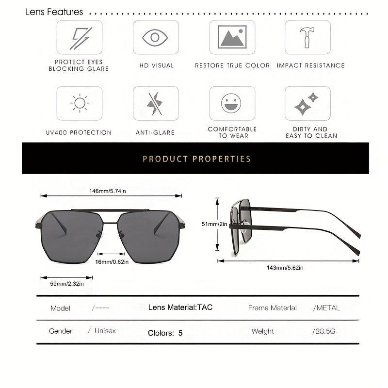 Men's Polarized Square Sunglasses UV Protection Summer Glasses