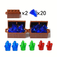 28pcs Building Blocks Set Doll Diamond Brick Toy Treasure Chest Golden Pocket