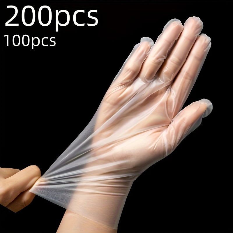 100-200pcs Disposable Gloves Transparent Plastic Latex Food Prep Safe Gloves