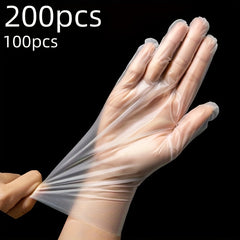 100-200pcs Disposable Gloves Transparent Plastic Latex Food Prep Safe Gloves