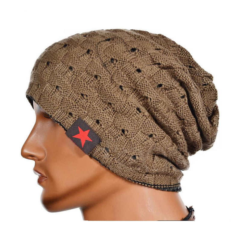 Pu Hat Pentagram Casual Hat For Men And Women, Warm Knitted Winter Hat