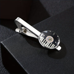 Vintage Piano Keyboard Music Note Round Tie Clip Buckle Gift