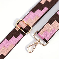 Colorblock Bag Strap Geometric Pattern Adjustable Travel Accessories