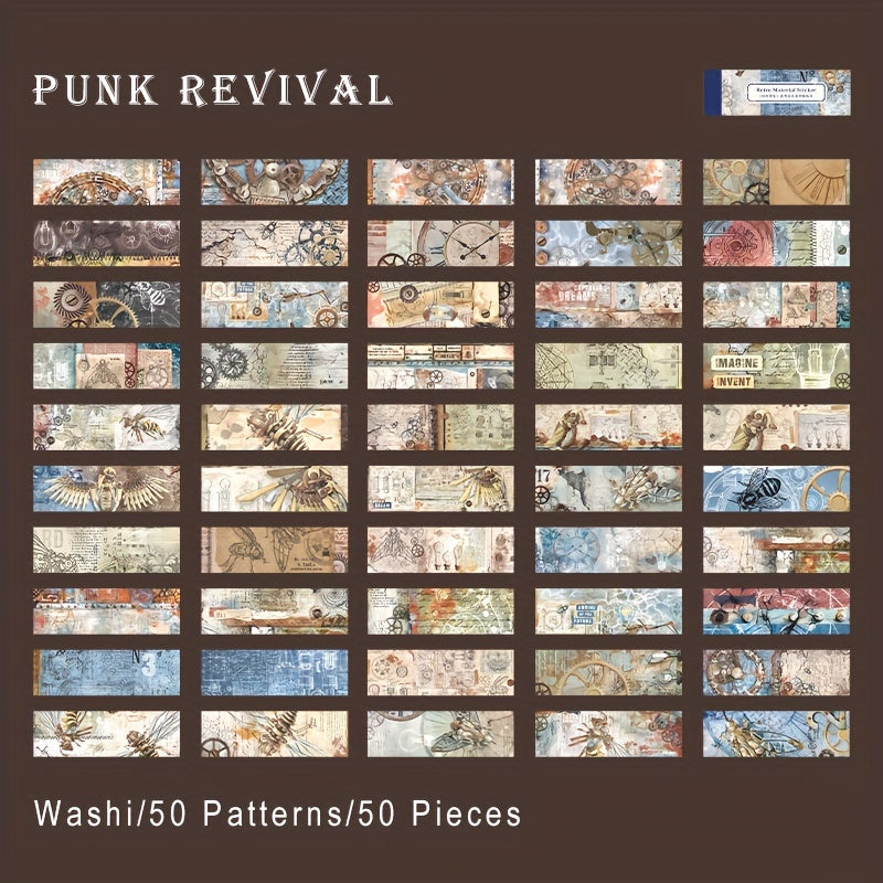 50pcs Vintage Washi Stickers Book Floral Travel Ocean Adventure Stickers
