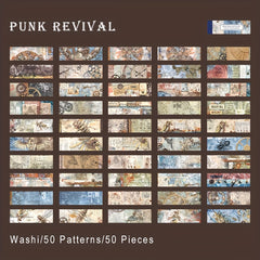 50pcs Vintage Washi Stickers Book Floral Travel Ocean Adventure Stickers