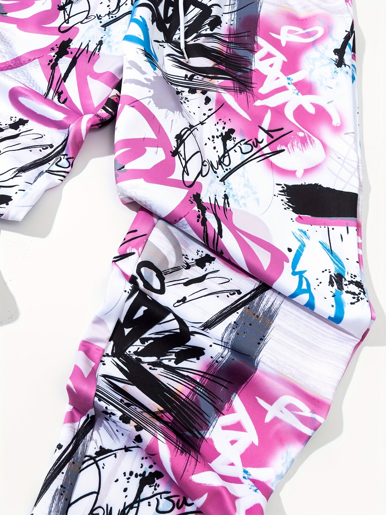 Graffiti Series Drawstring Sweatpants Loose Fit Pants Men's Casual Joggers
