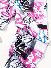 Graffiti Series Drawstring Sweatpants Loose Fit Pants Men's Casual Joggers