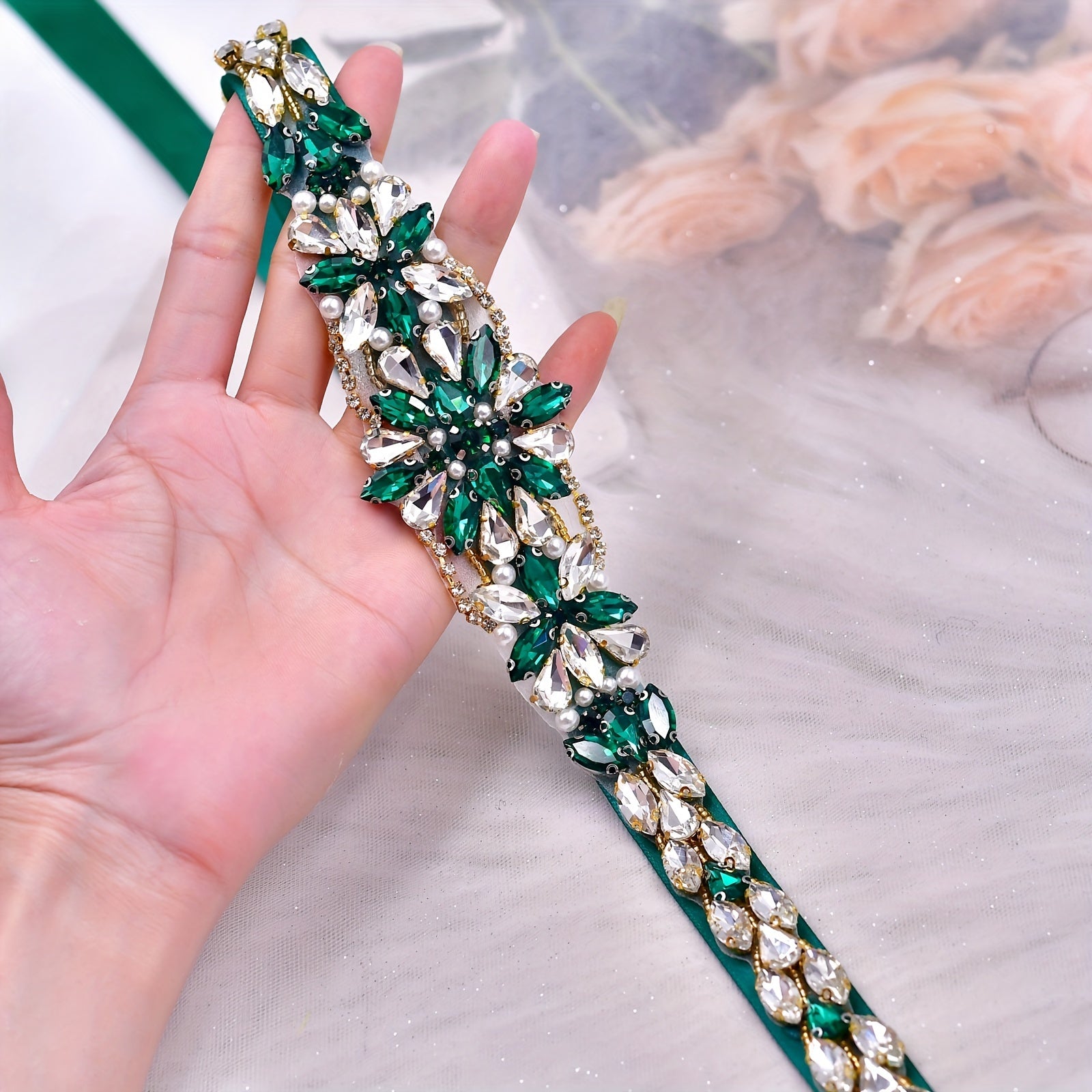 Fashionable Glass Beaded Bridal Sash for Wedding Guest