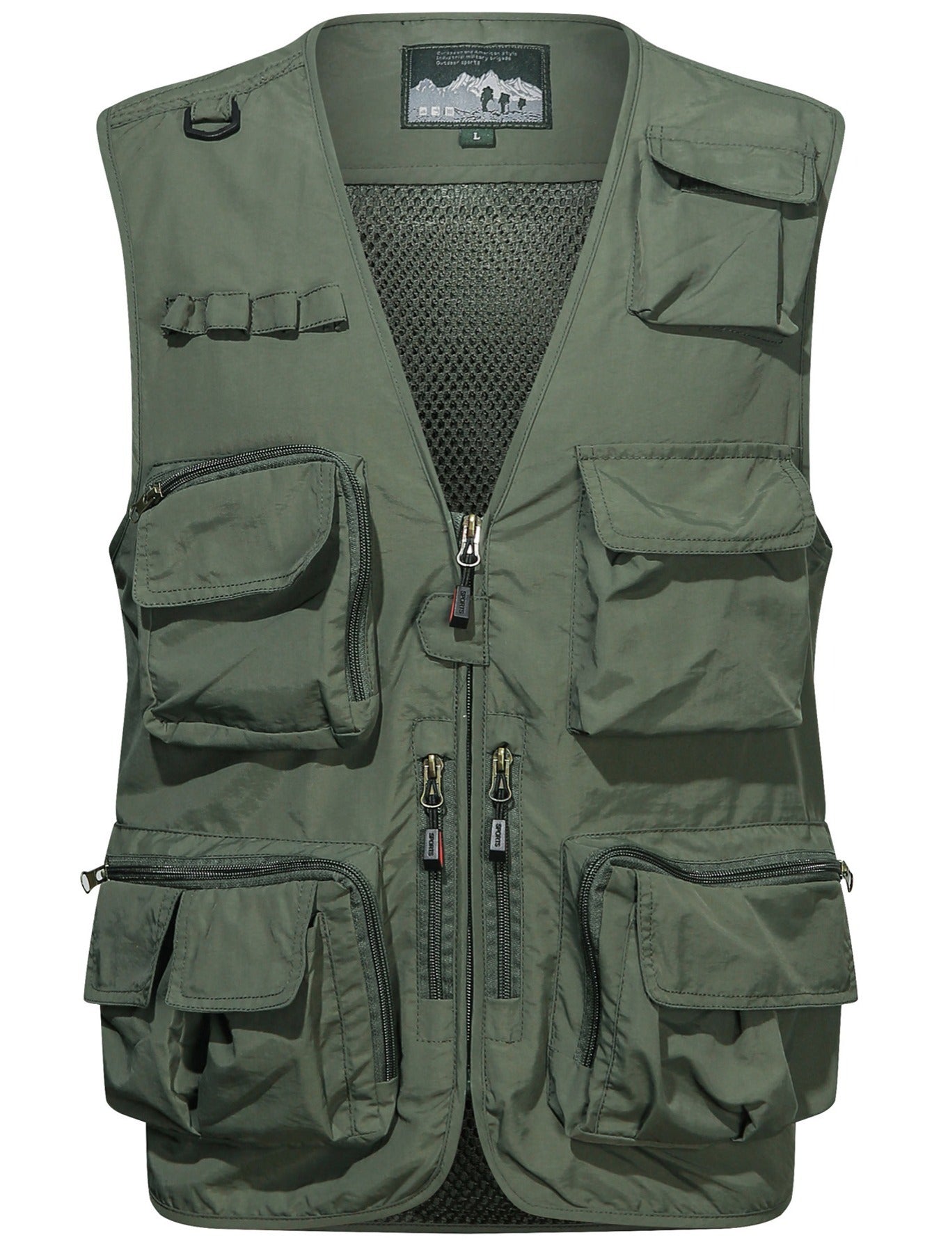 Cargo Vest Men's Casual Outwear V Neck Zip Up Vest Spring Summer