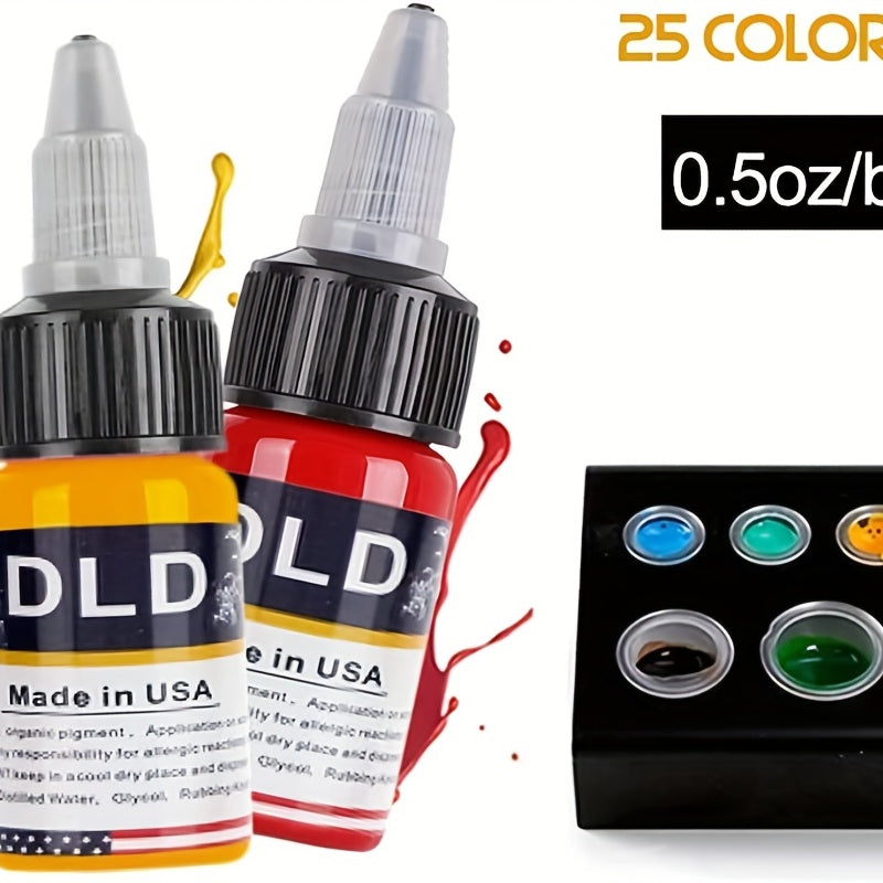 25pcs Professional Tattoo Ink Set Long Lasting Tattoo Painting Pigment