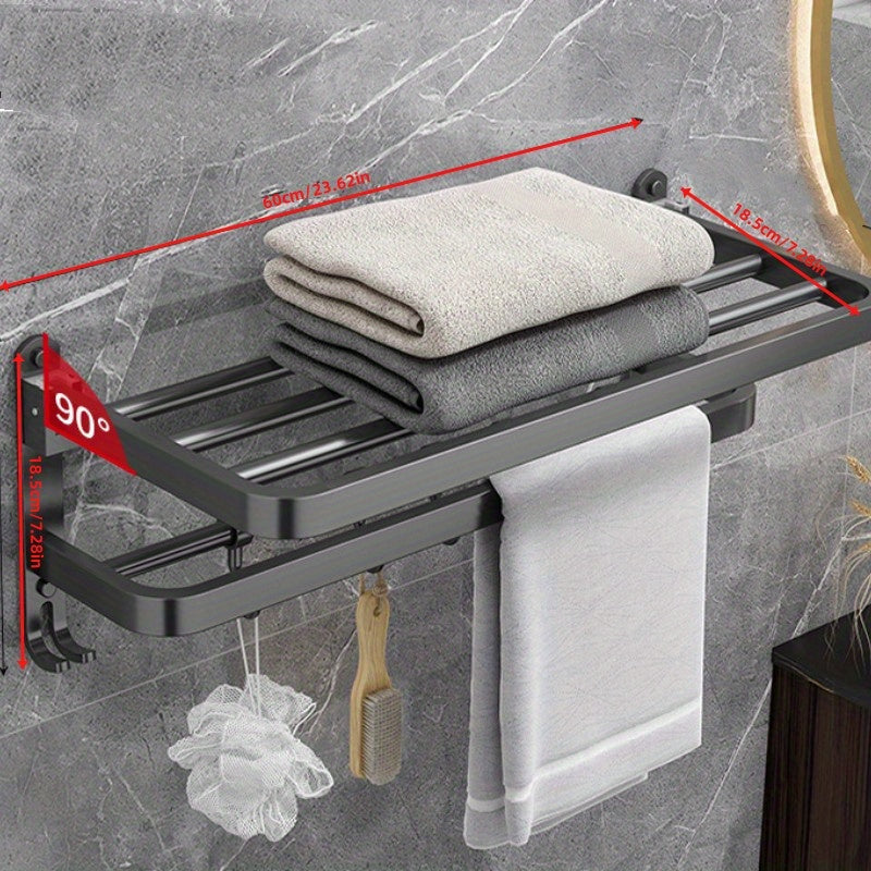 Foldable Towel Rack Bathroom Shelf Wall Mounted Towel Rack Household Bathroom
