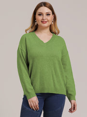 V Neck Knitwear Women's Long Sleeve Sweater