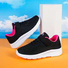 Girls' Hook and Loop Running Shoes with Non Slip Sole