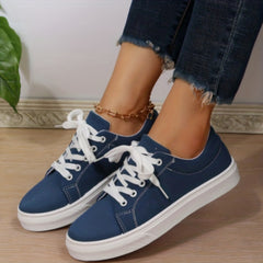 Flat Canvas Shoes Lightweight Low Top Lace Up Walking Shoes