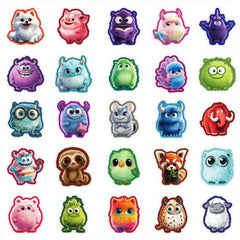 50pcs Colorful Furry Monster Vinyl Stickers for Laptops Water Bottles Cars