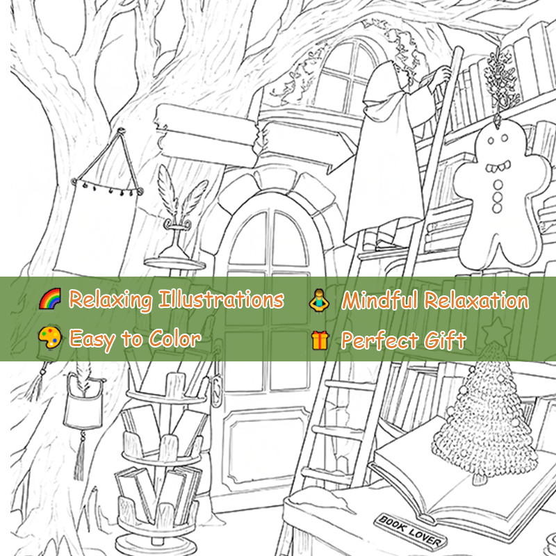 Charming Library Adult Coloring Book 22 Pages 20x20cm 1pc