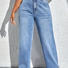 Solid Wide Leg Jeans
