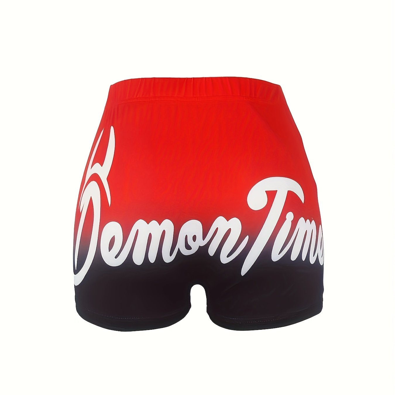 Women's Plus Art Letter Print Ombre Elastic High Rise Medium Stretch Shorts