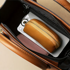 Leather Keychain Coin Purse Wallet Mini Access Card Holder