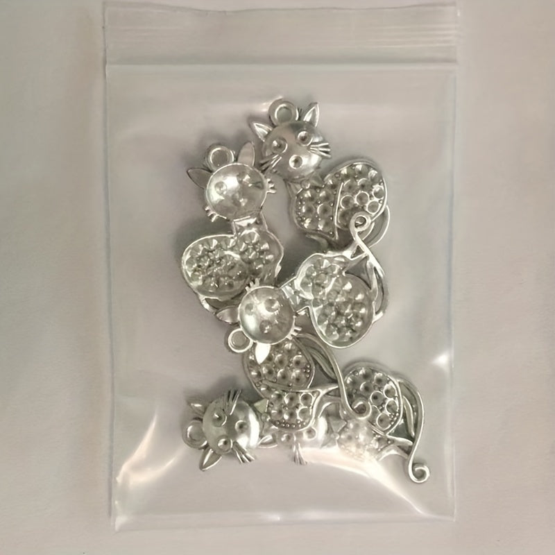 2pcs Antique Silver Cat Animal Pendant for DIY Jewelry