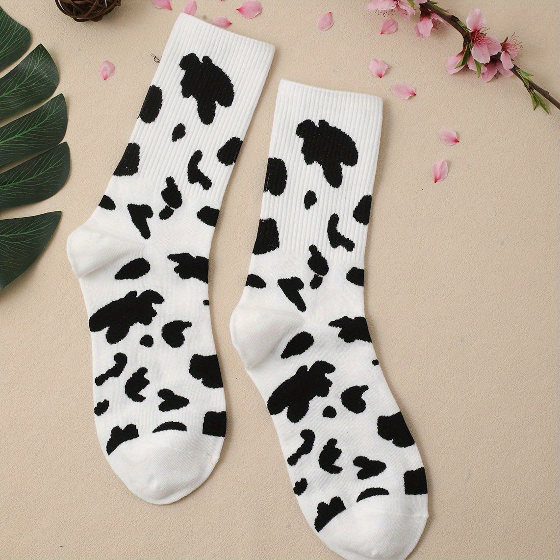 Cow Spot Print Socks Women's Stockings