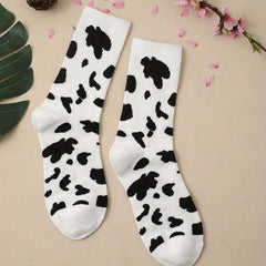 Cow Spot Print Socks Women's Stockings