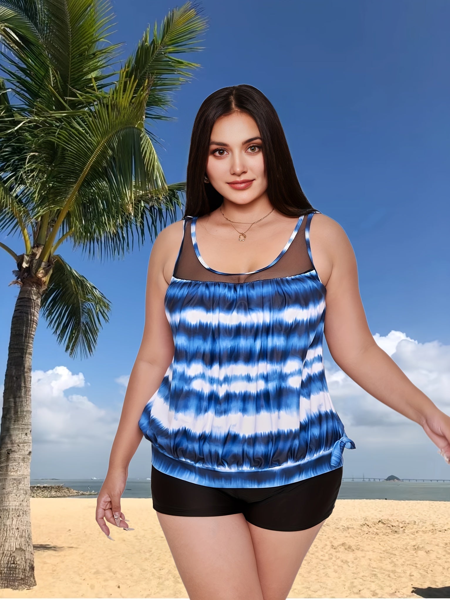 Tie Dye Tankini Set Women's Plus Two Piece Set