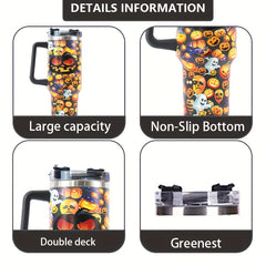 Aeyeele 40oz Pumpkin Series Water Bottle Portable Insulated Cup