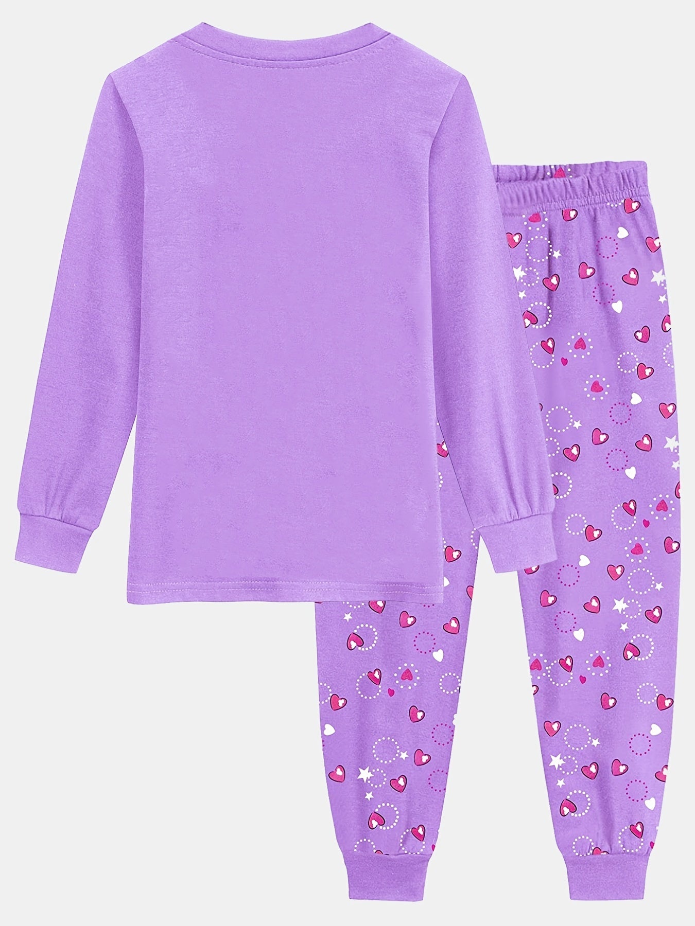 Girls Unicorn Print Pajamas Set Long Sleeve T shirt & Heart Print Pants