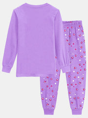Girls Unicorn Print Pajamas Set Long Sleeve T shirt & Heart Print Pants