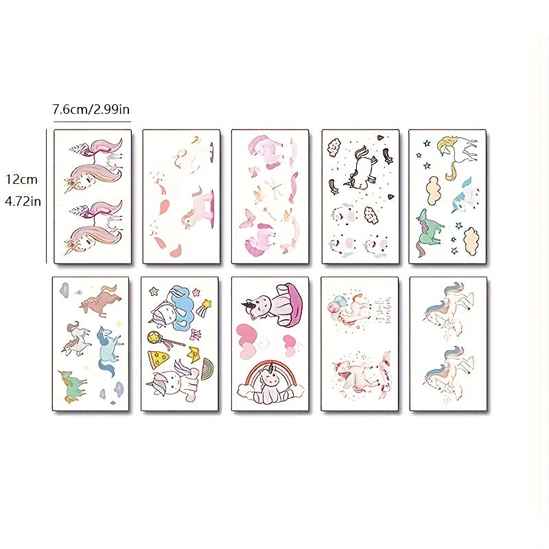 Cartoon Rainbow Unicorn Waterproof Tattoo Stickers