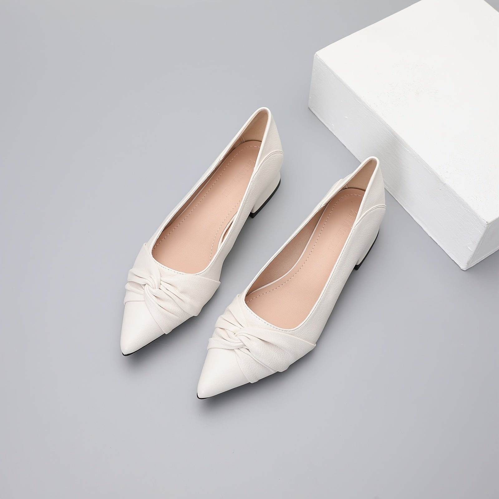 Women's Low Heel Pointed Toe Slip On Shoes Soft Sole Block