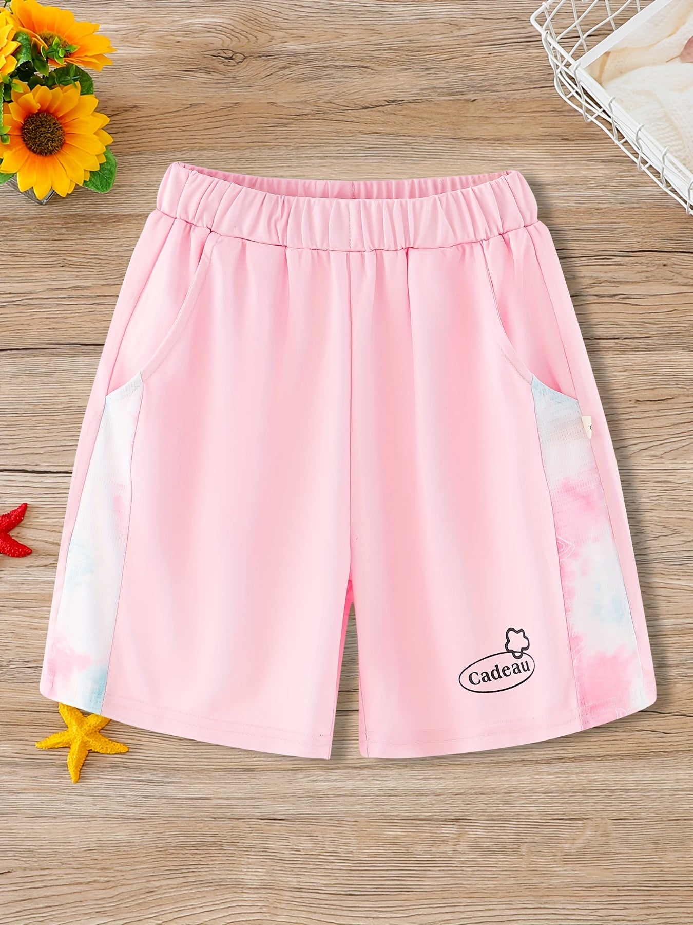 Girls Casual Tie Dye Sports Shorts with Taping