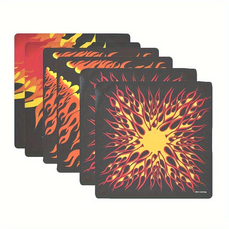 Flame Print Bandana Hip Hop Square Scarf Cowboy Cowgirl Headband