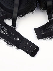 Floral Lace Push Up Bra Sexy Contrast Lace Bow Tie Underwire Bra